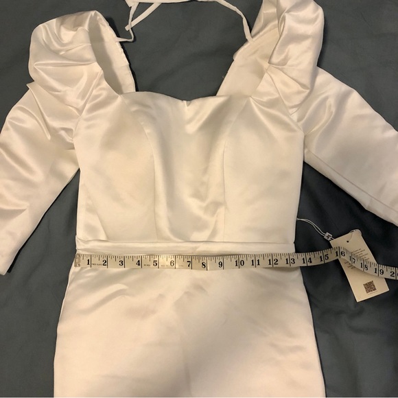 Light in the Box Vintage White Ivory Midi Tea Length Dress Puff Sleeve Size 4 - Picture 8 of 12